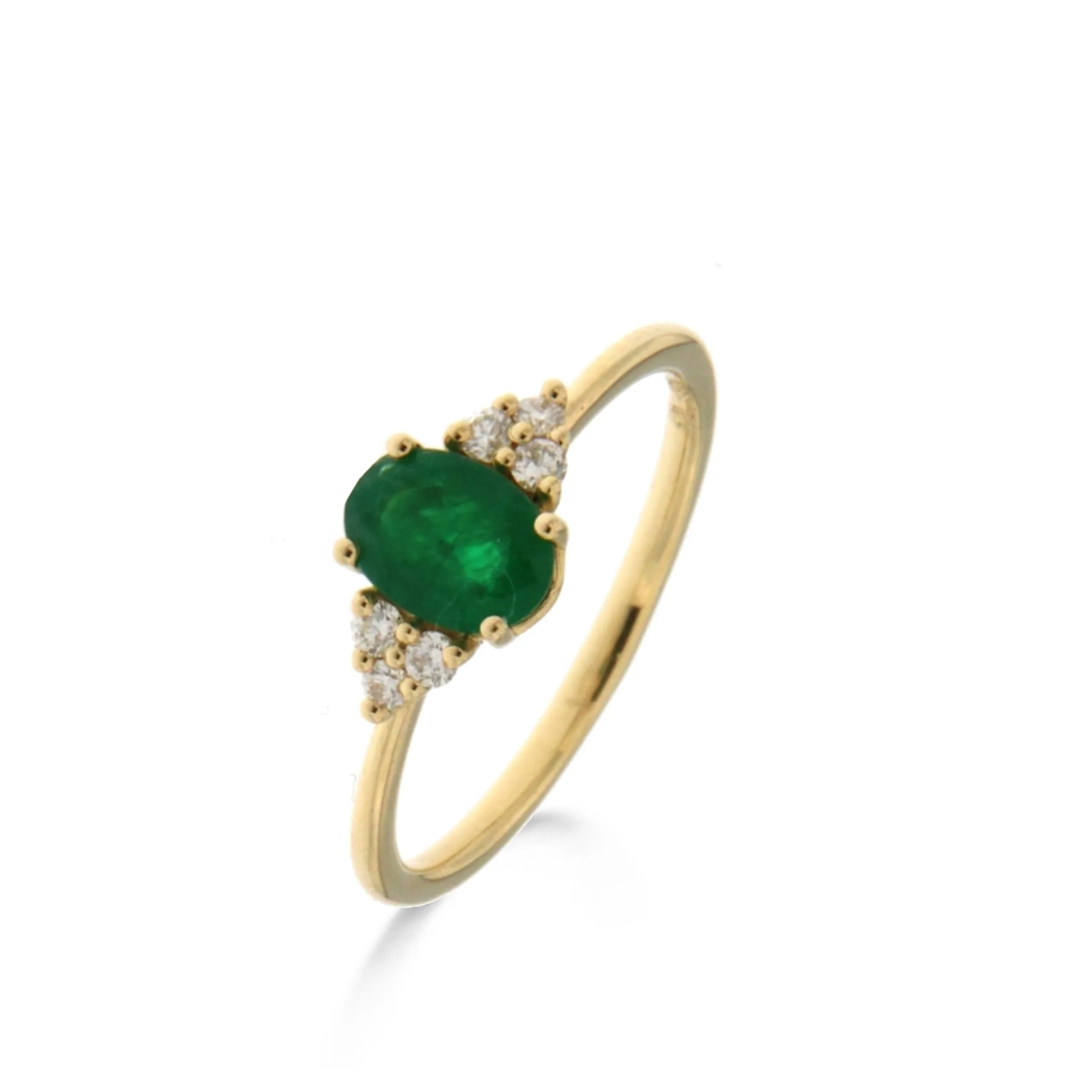 Bague avec motif - Or Jaune, Diamants et Emeraude (064575/EA)