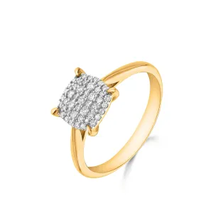 Bague cluster - Or Jaune et Blanc, Diamants (063158/A)