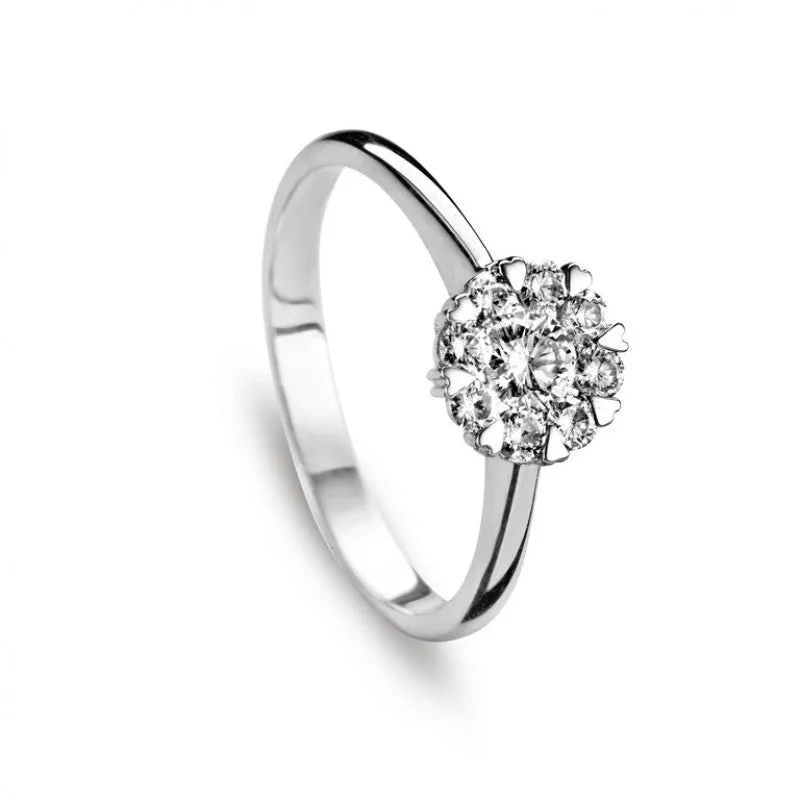 Bague pavé serti cœur - Or Blanc, Diamants (GR2975WB)
