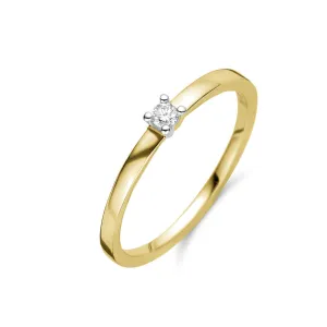 Bague solitaire - Or Jaune et Blanc, Diamants (91EF28/A)
