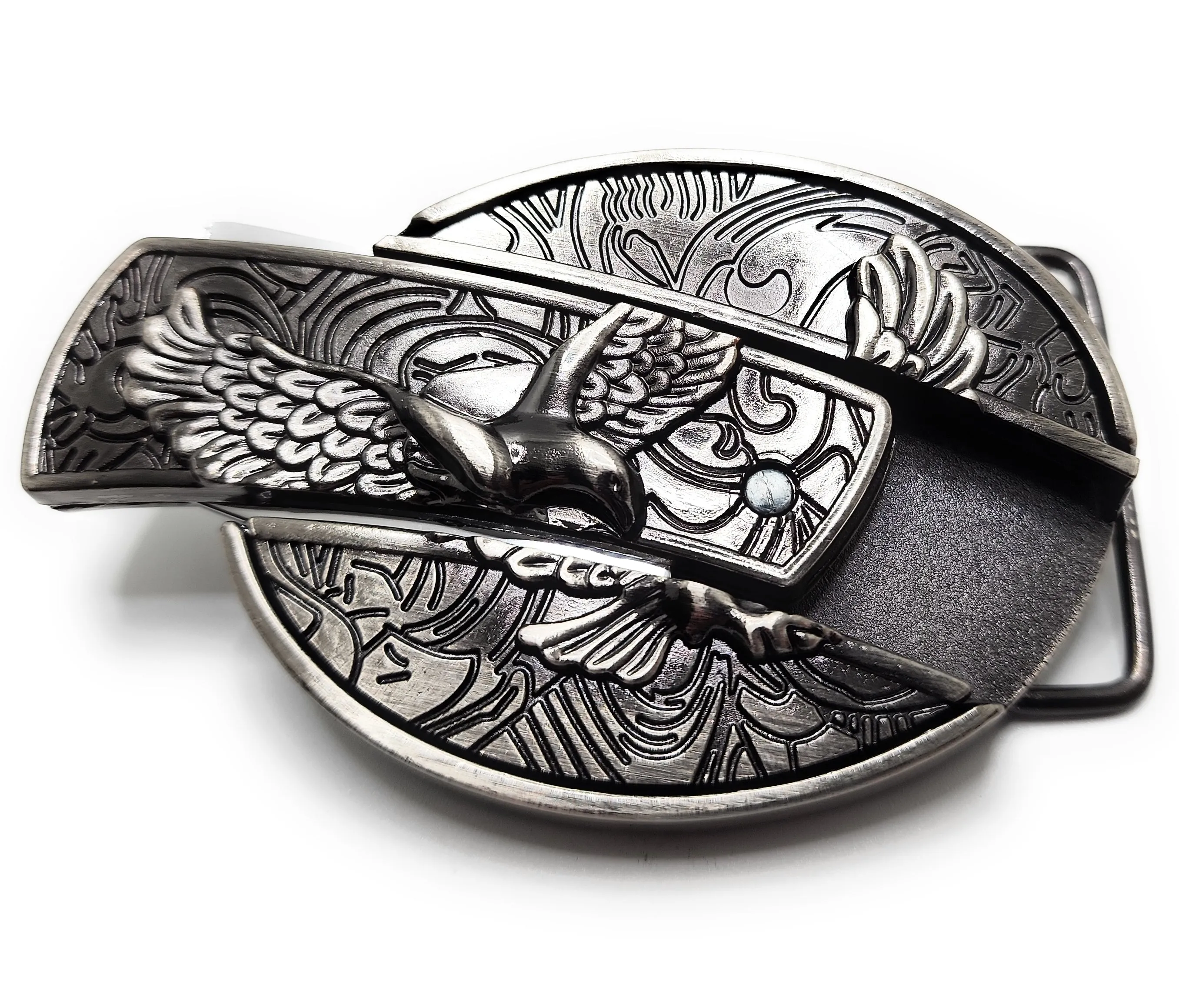 Bald Eagle Folding Knife Belt Buckle