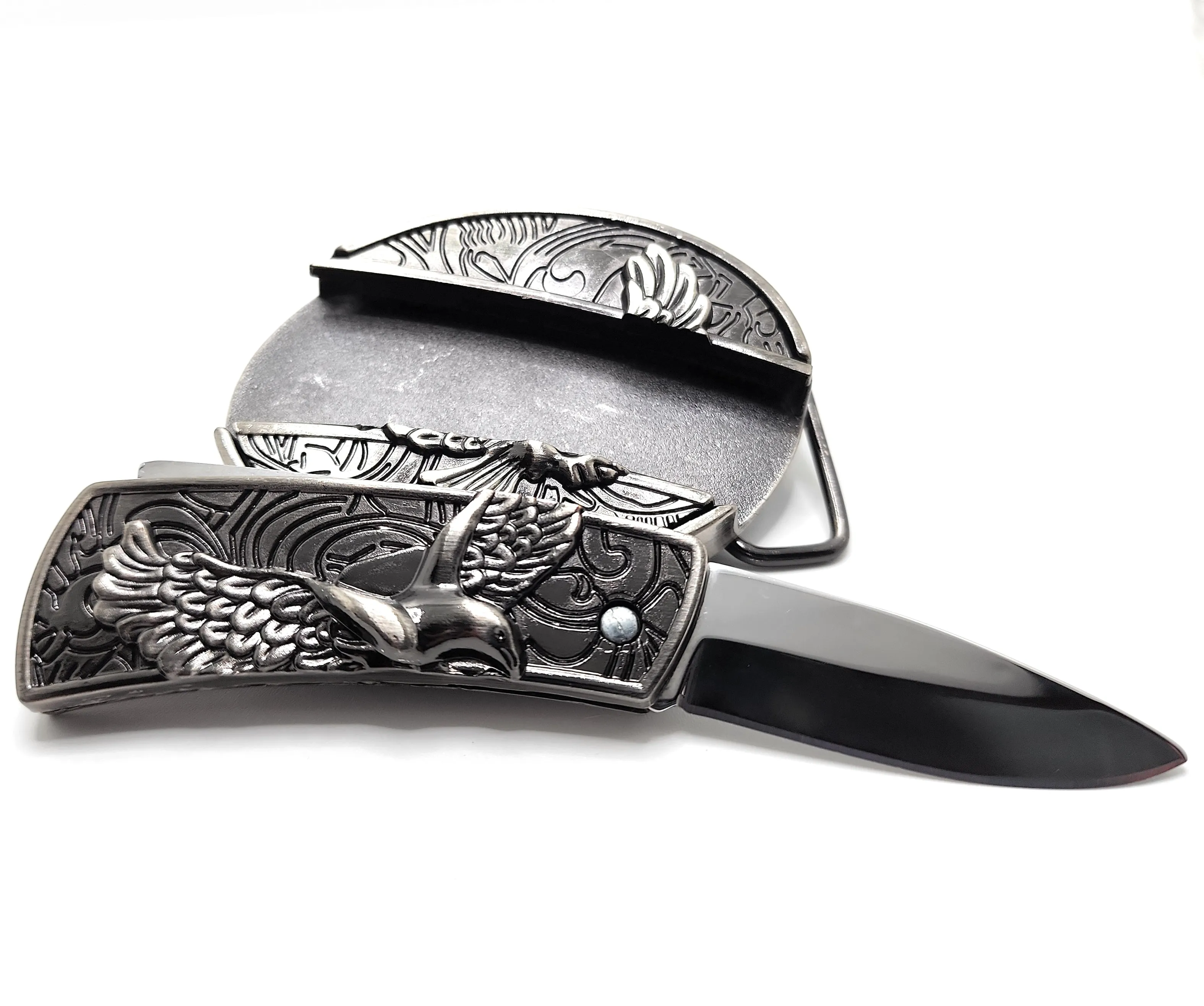 Bald Eagle Folding Knife Belt Buckle