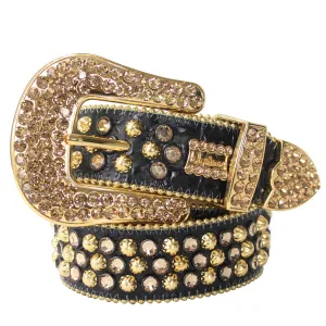 B.B. Simon Black and Gold Leather Belt