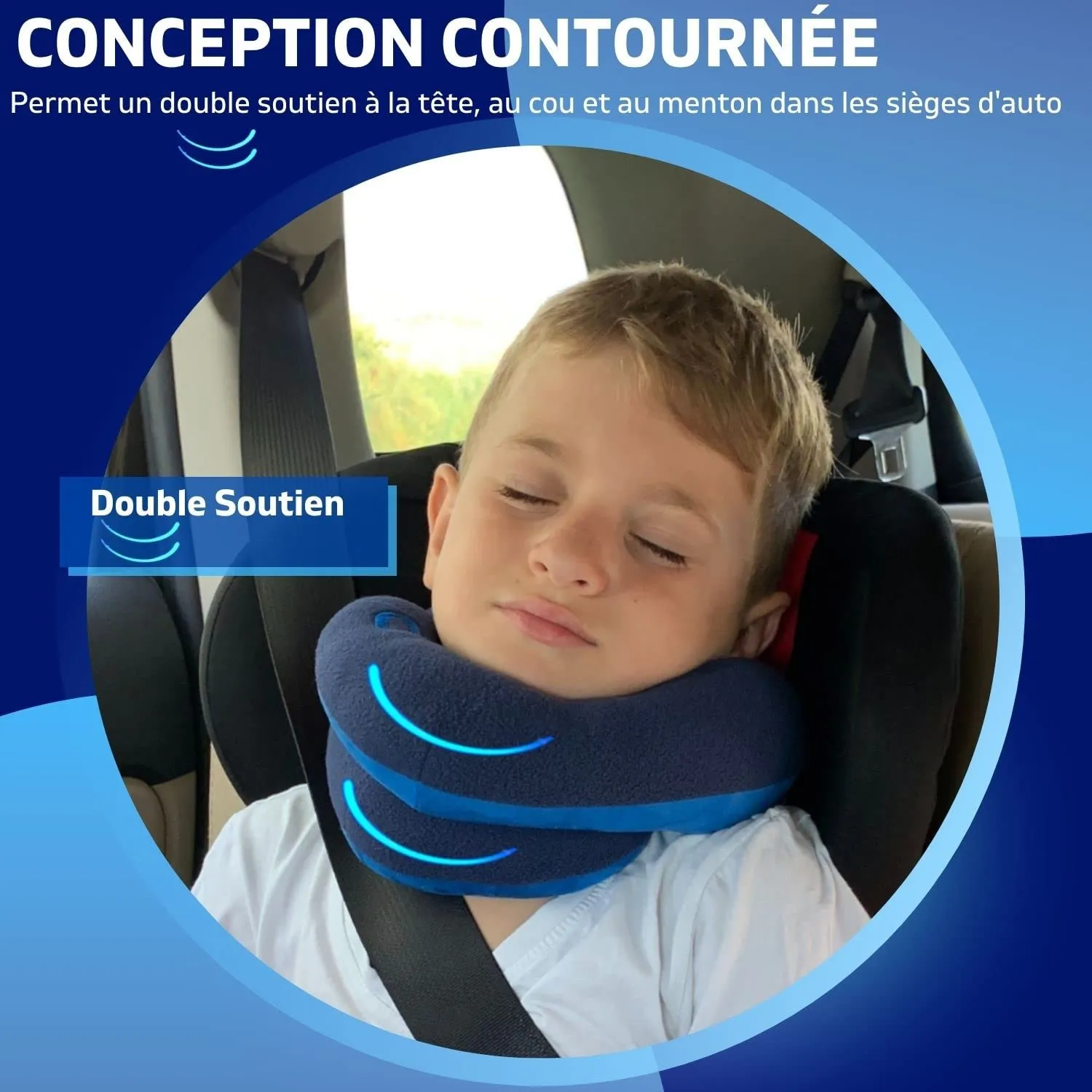BCOZZY Kids Neck Pillow for Car & Airplane, Perfect Toddler Kids Travel Pillow, Road Trip Essentials, for Kids Boys & Girls, Soft, Washable, Carry Bag, 3-7 Years Old, Navy - with pink bag, Retails $76 
