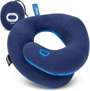 BCOZZY Kids Neck Pillow for Car & Airplane, Perfect Toddler Kids Travel Pillow, Road Trip Essentials, for Kids Boys & Girls, Soft, Washable, Carry Bag, 3-7 Years Old, Navy - with pink bag, Retails $76 