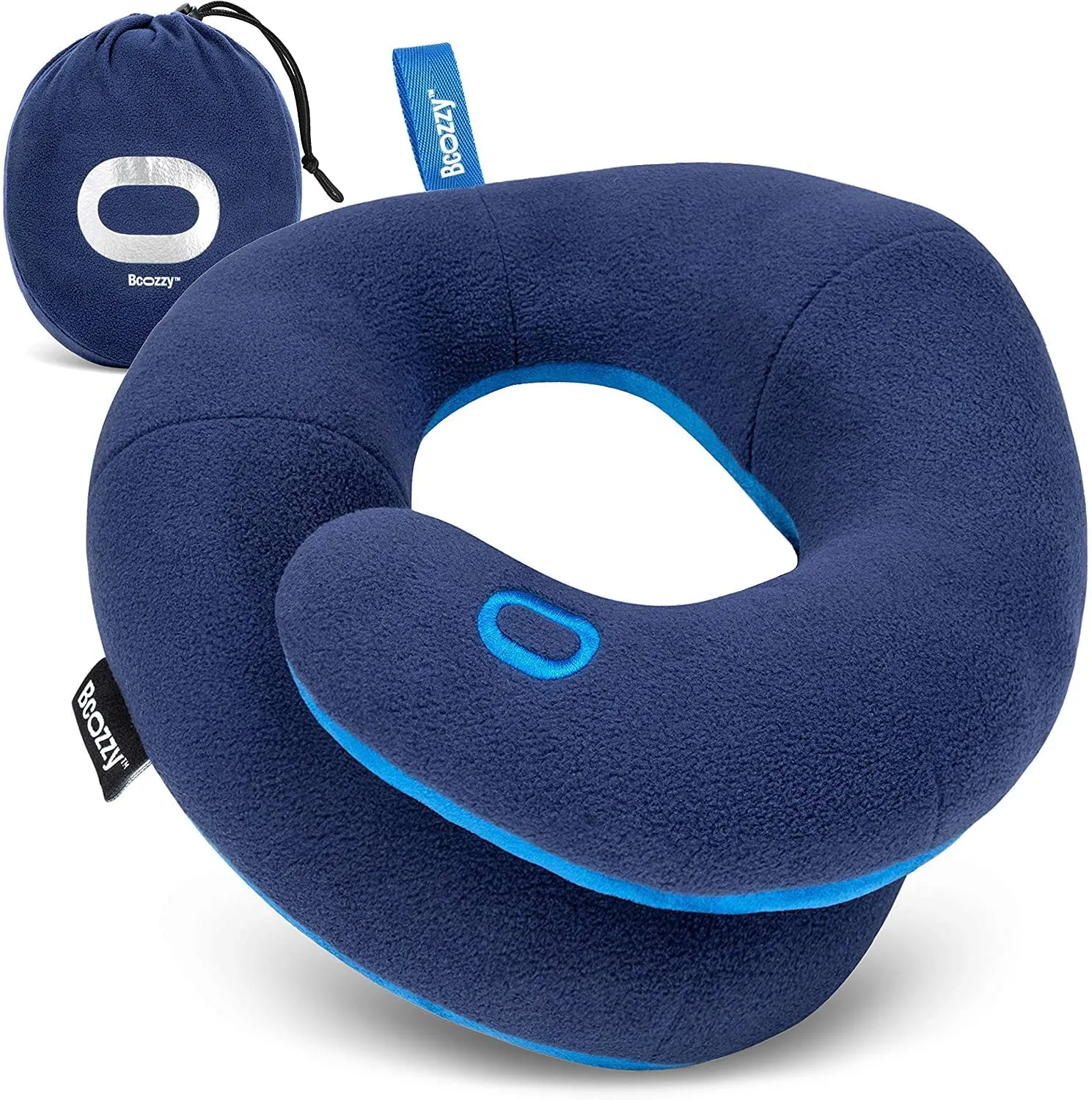 BCOZZY Kids Neck Pillow for Car & Airplane, Perfect Toddler Kids Travel Pillow, Road Trip Essentials, for Kids Boys & Girls, Soft, Washable, Carry Bag, 3-7 Years Old, Navy - with pink bag, Retails $76 