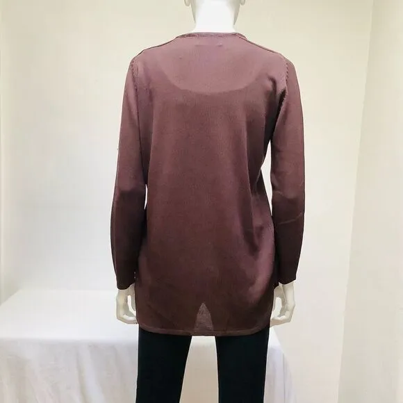 BEAUTRICOT HAND LOOMED BUTTON FRONT CARDIGAN SWEATER. CHOCOLATE BROWN SMALL EUC
