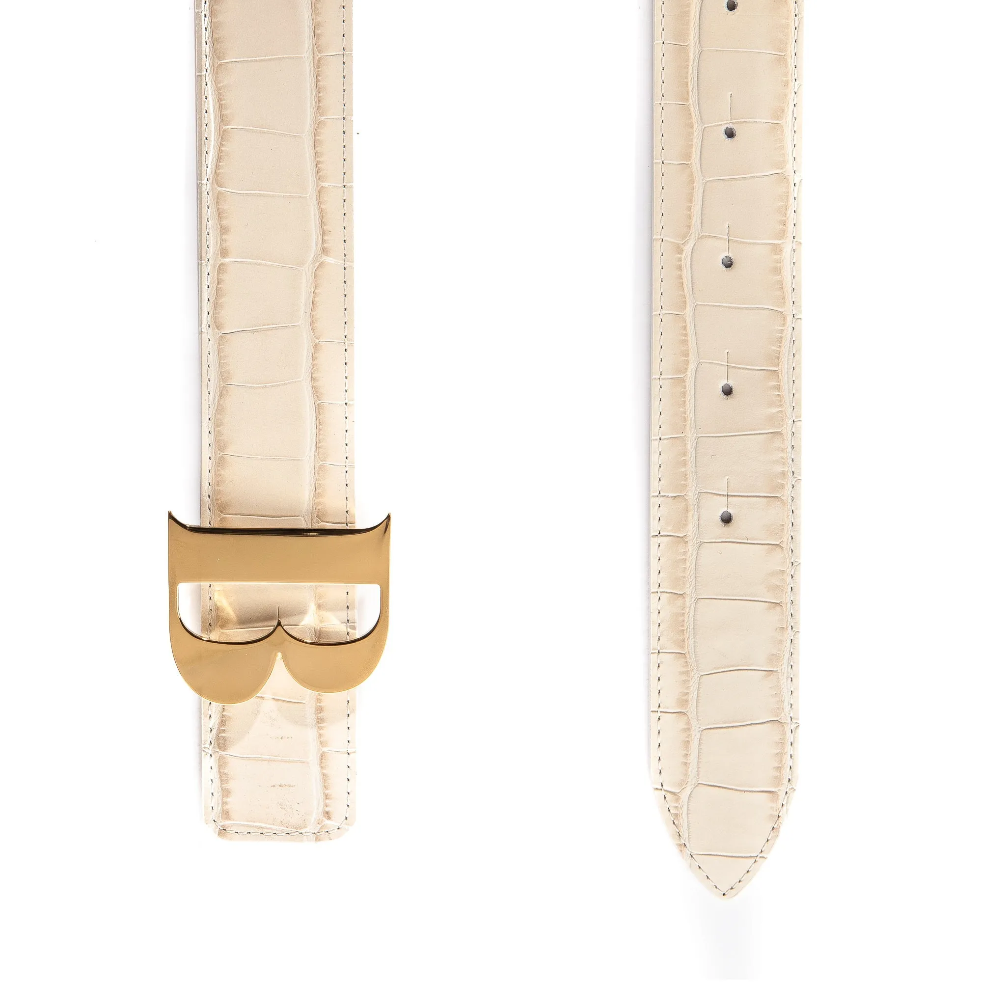 BENE B Leather Belt in Latte Croc