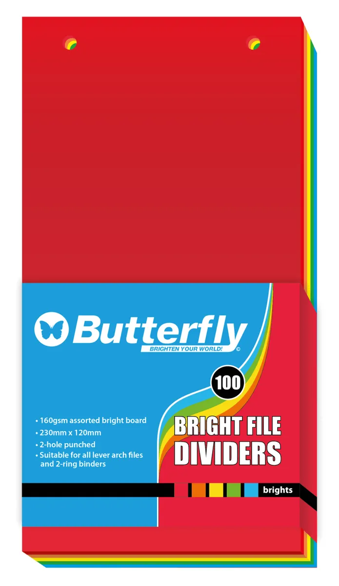 Betterfly Mixed File Divider 120 mm X 230 mm Bright Board Pack of 100