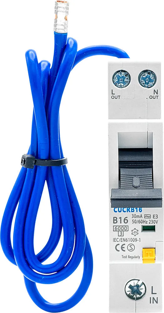 BG CUCRB16 16A SP 1 Module B Curve 6kA 30mA Type AC Compact RCBO