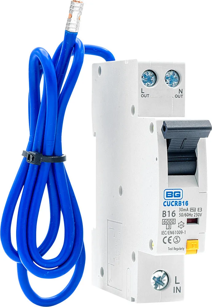 BG CUCRB16 16A SP 1 Module B Curve 6kA 30mA Type AC Compact RCBO