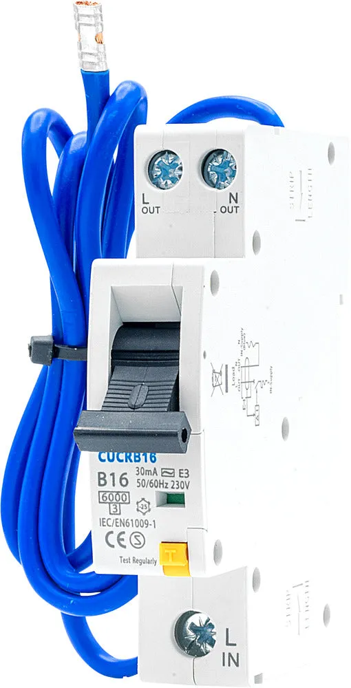 BG CUCRB16 16A SP 1 Module B Curve 6kA 30mA Type AC Compact RCBO