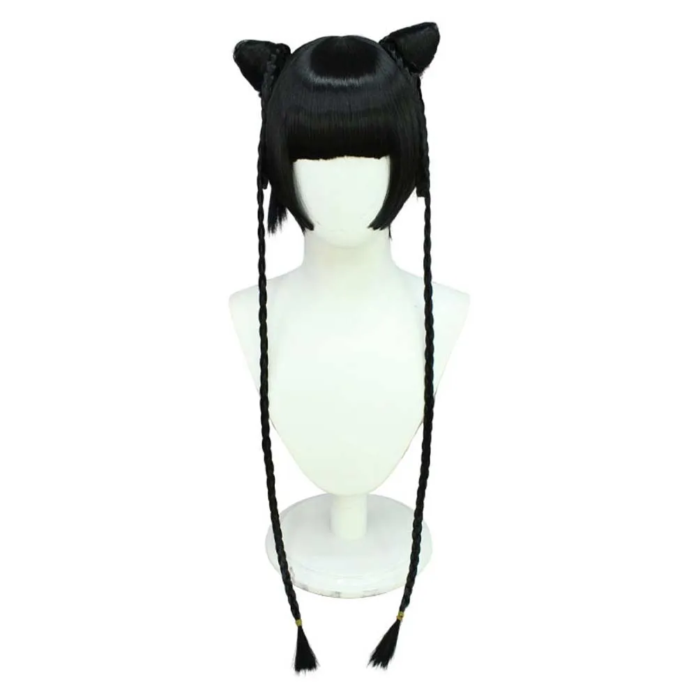 Black Butler Ran Mao Anime Character Cosplay Black Wig Heat Resistant Synthetic Hair Carnival Halloween Party Props