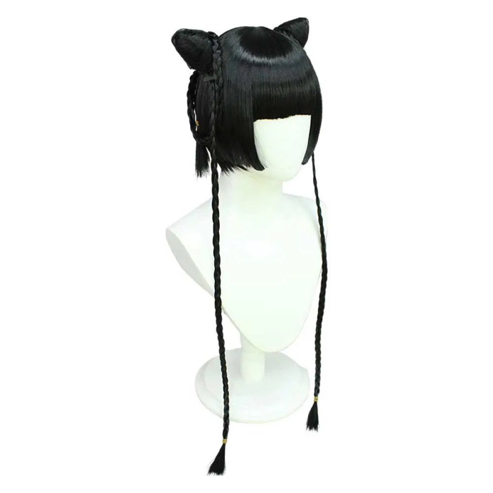Black Butler Ran Mao Anime Character Cosplay Black Wig Heat Resistant Synthetic Hair Carnival Halloween Party Props
