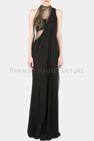 Black Color Designer Saree Gown Online