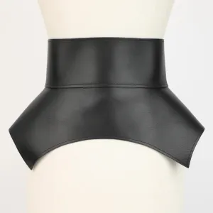 Black leather girdle belt