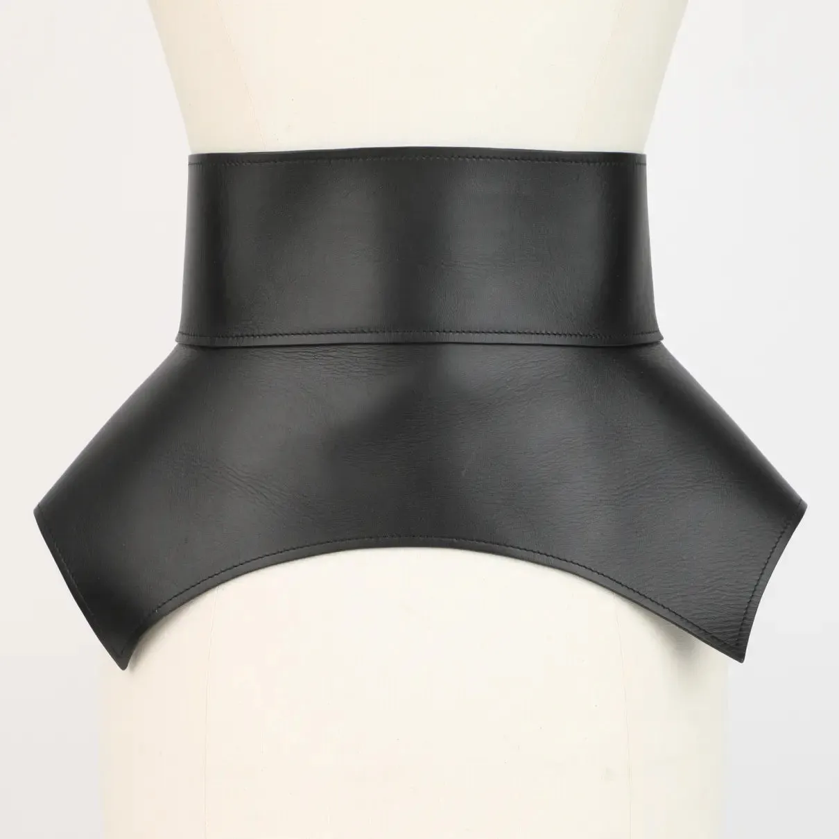 Black leather girdle belt