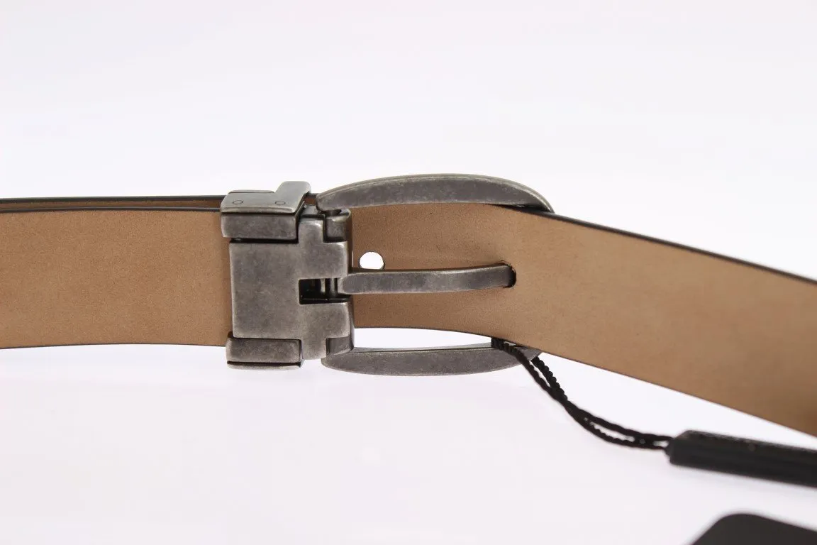Black Leather Gray Buckle Belt