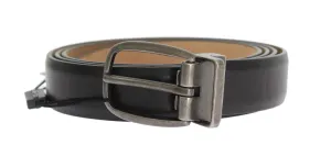 Black Leather Gray Buckle Belt