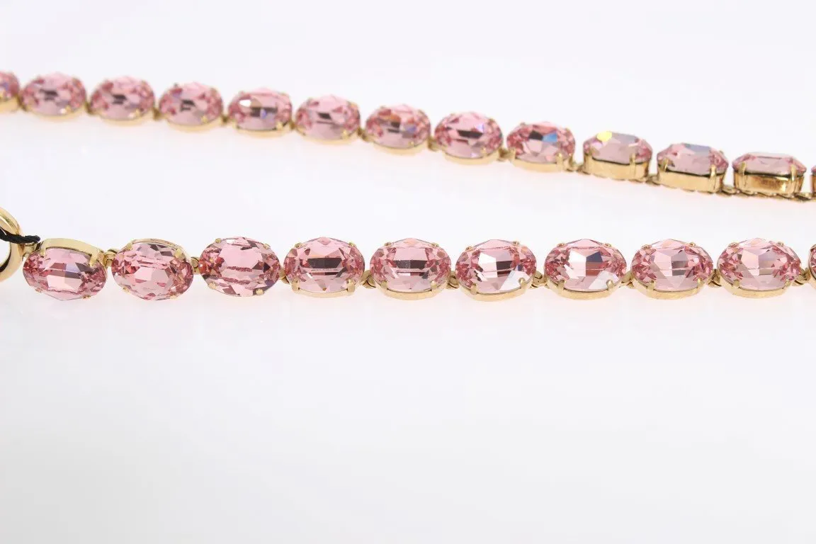 Black Leather Pink Crystal Belt