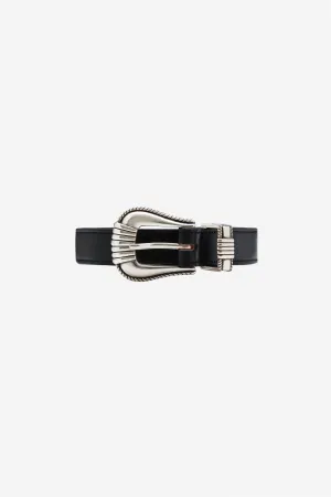 BLACK LEATHER WESTERN 3-PIECE BELT