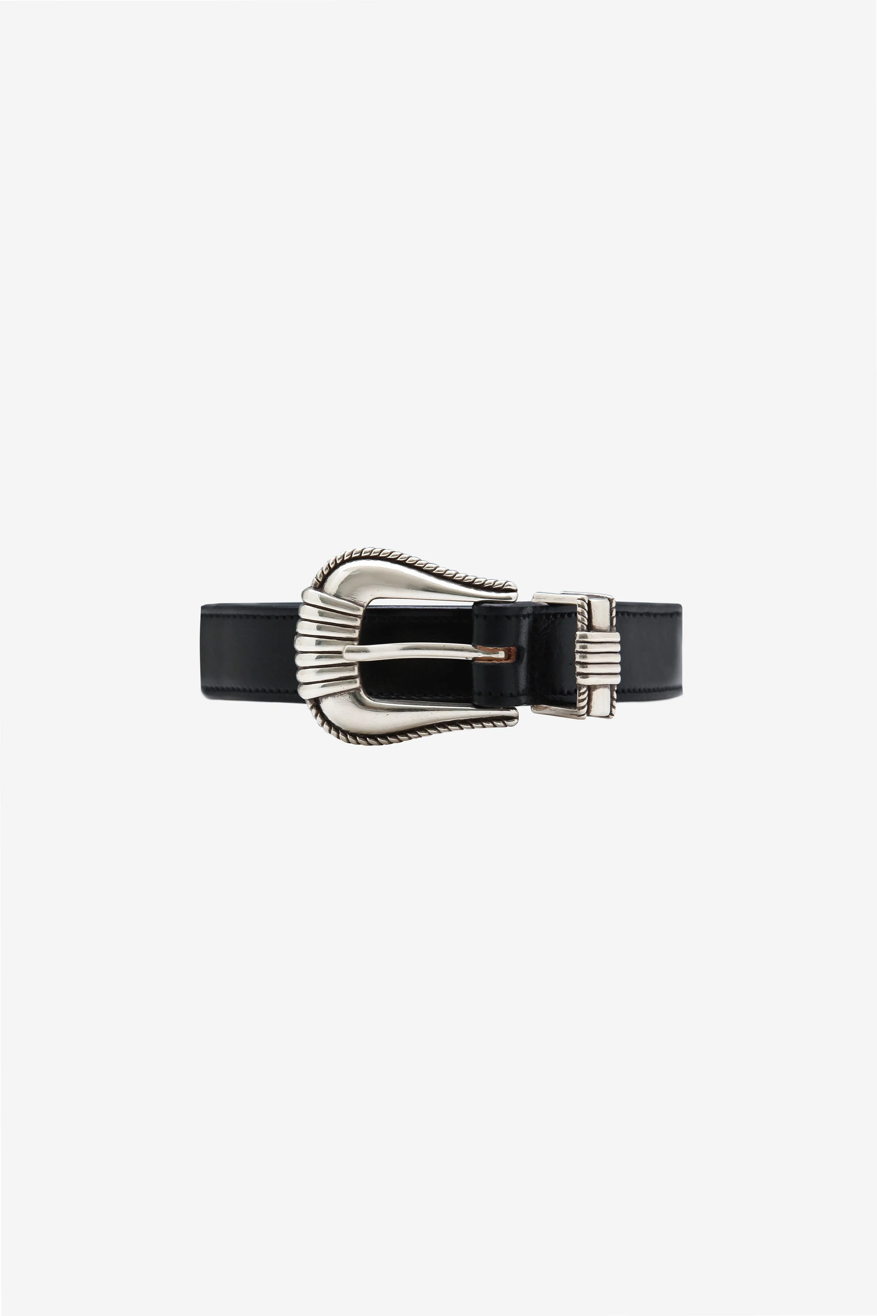 BLACK LEATHER WESTERN 3-PIECE BELT