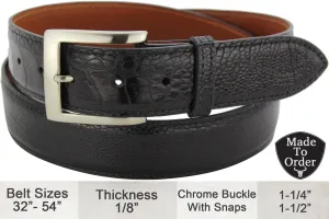 Black Ostrich Leg Designer Full Grain Leather Belt **Made To Order Allow 5 To 6 Weeks To Ship