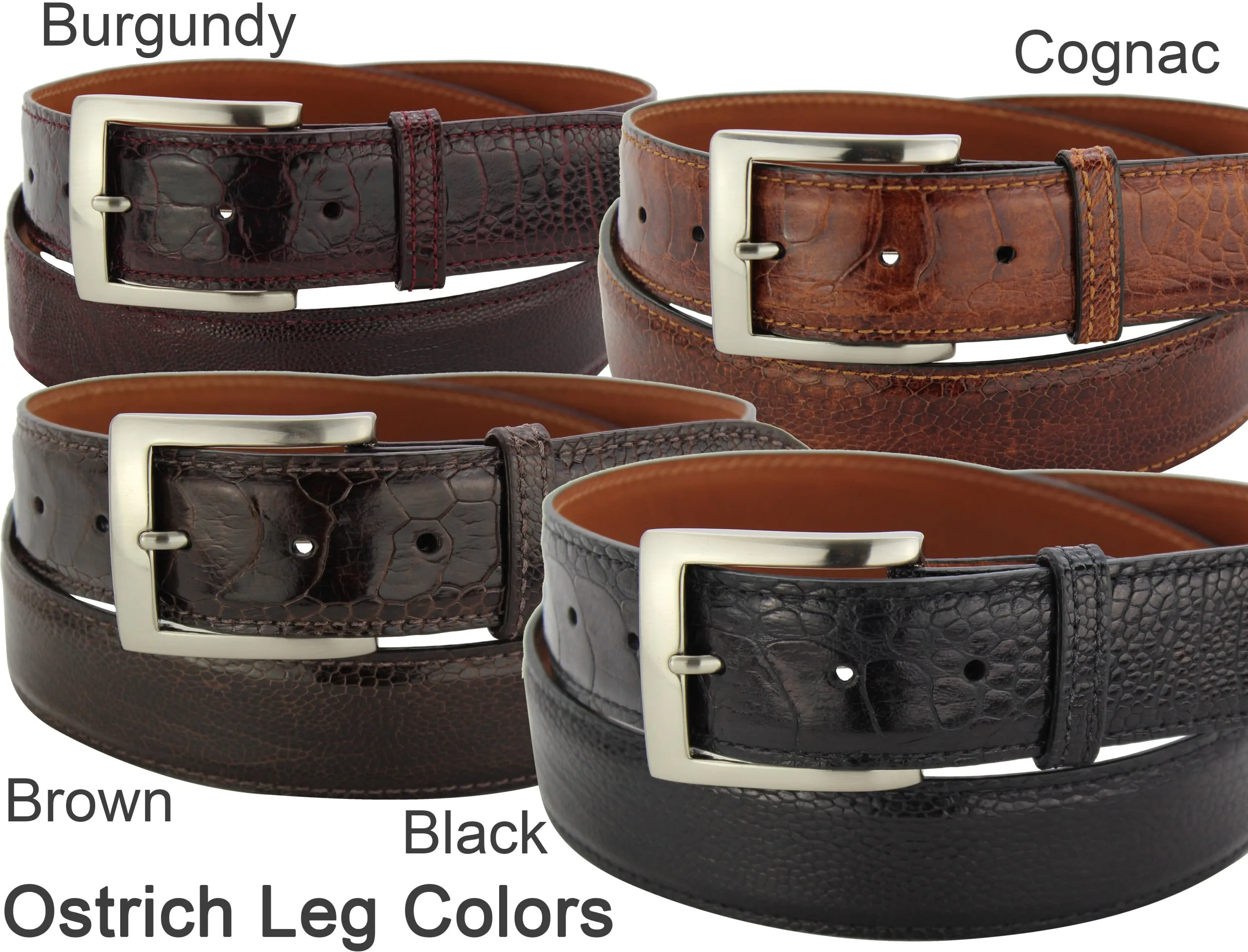Black Ostrich Leg Designer Full Grain Leather Belt **Made To Order Allow 5 To 6 Weeks To Ship