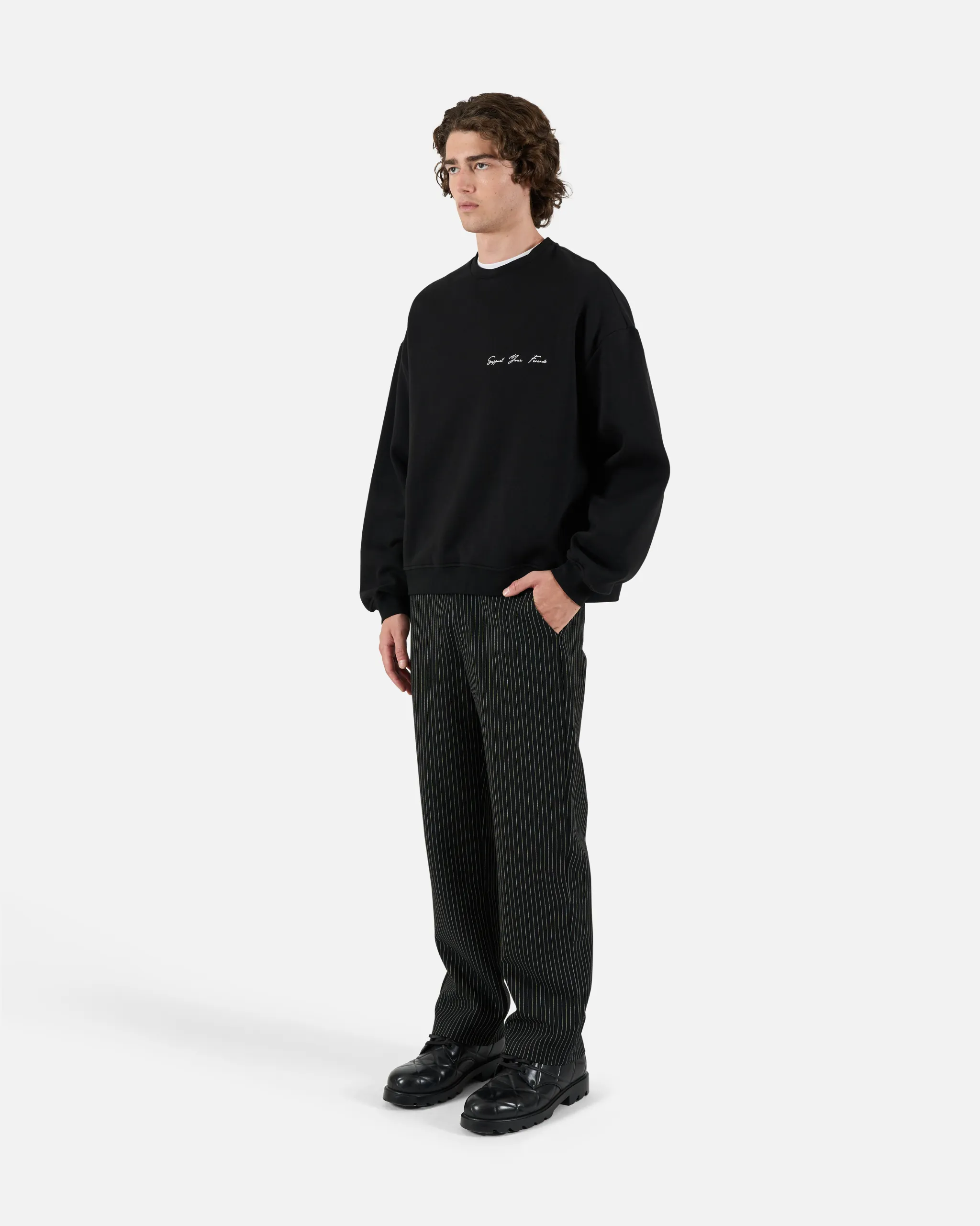 Black Pinstripe Trousers