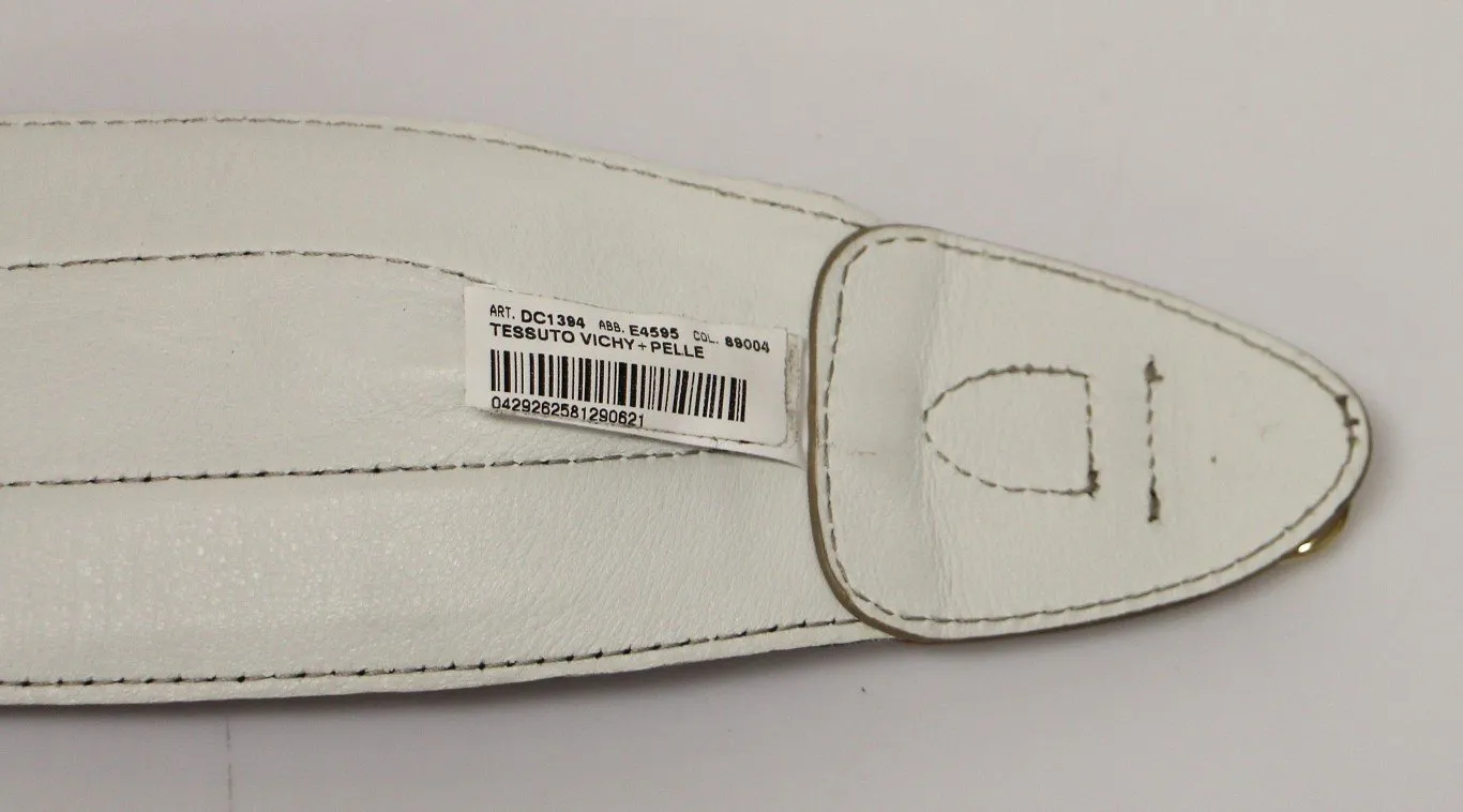 Blue Cotton Leather Logo Waist Belt