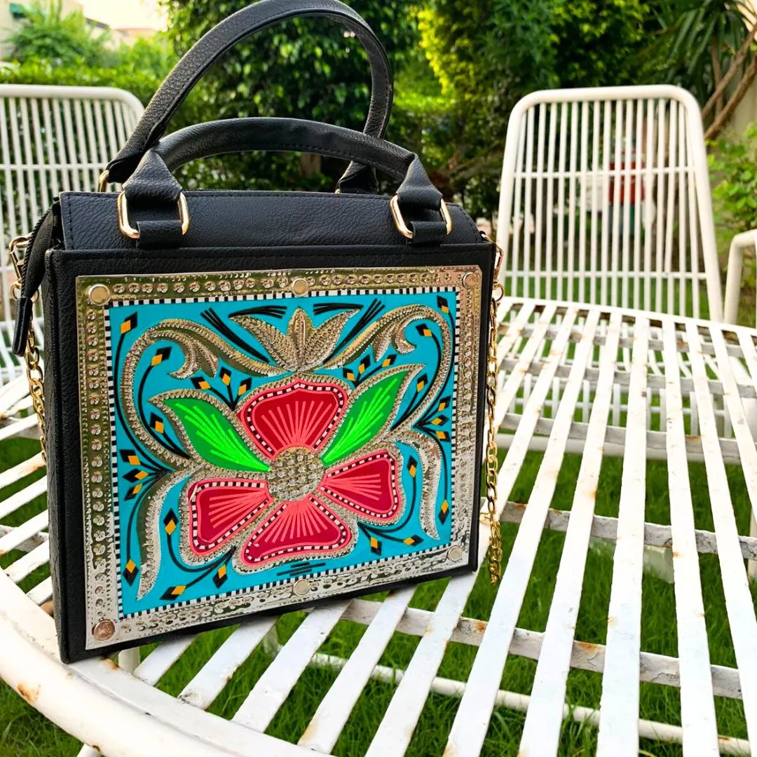 Blue Cross Stitch Handbag