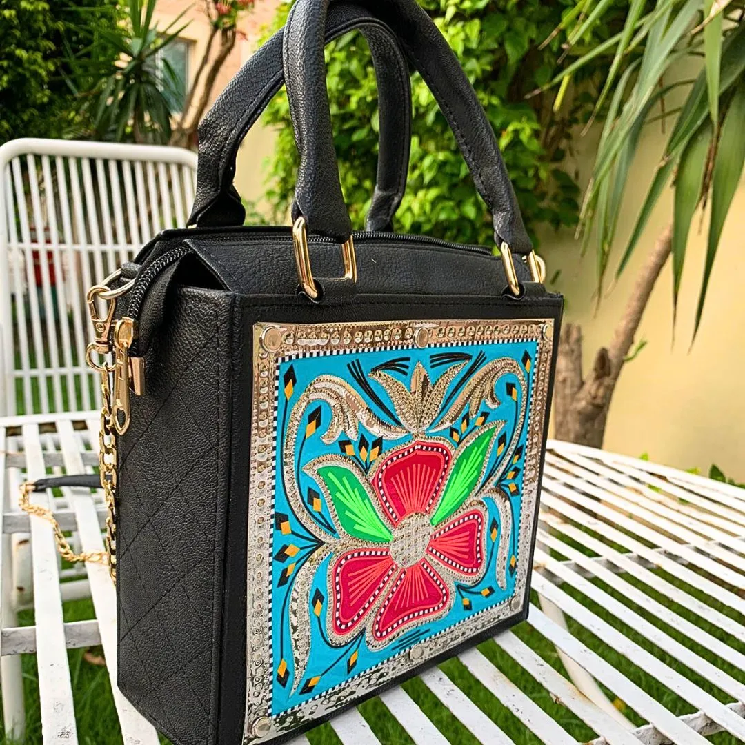 Blue Cross Stitch Handbag