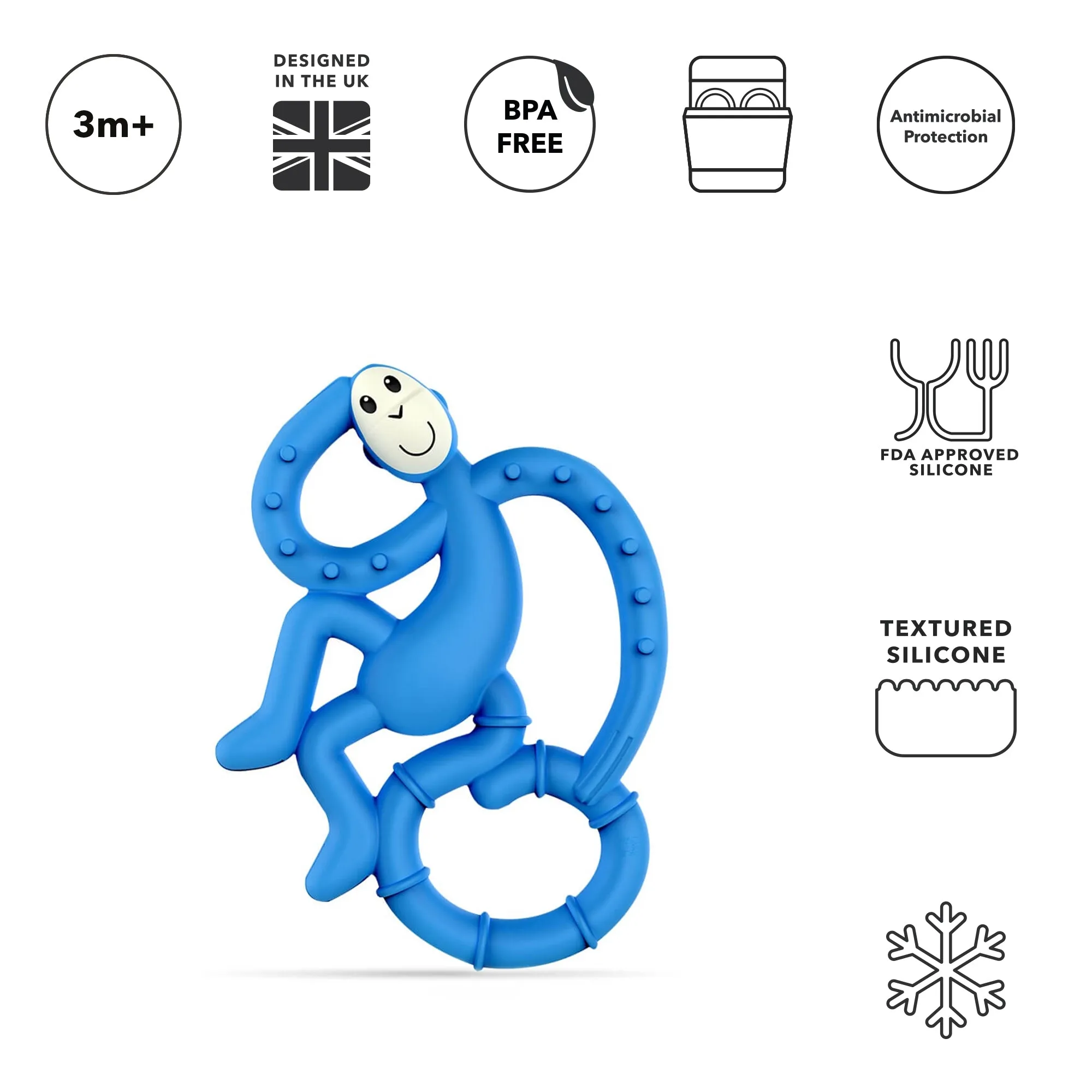 Blue Mini Monkey Teether