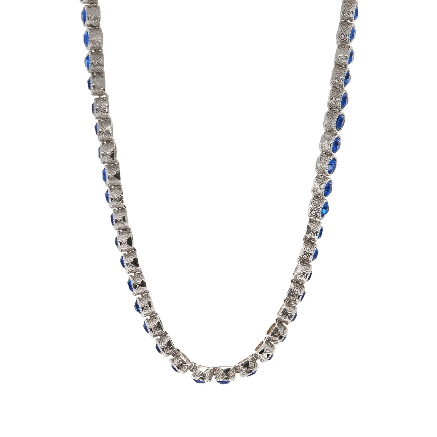 Blue Sapphire Tennis Mystic Silver Necklace