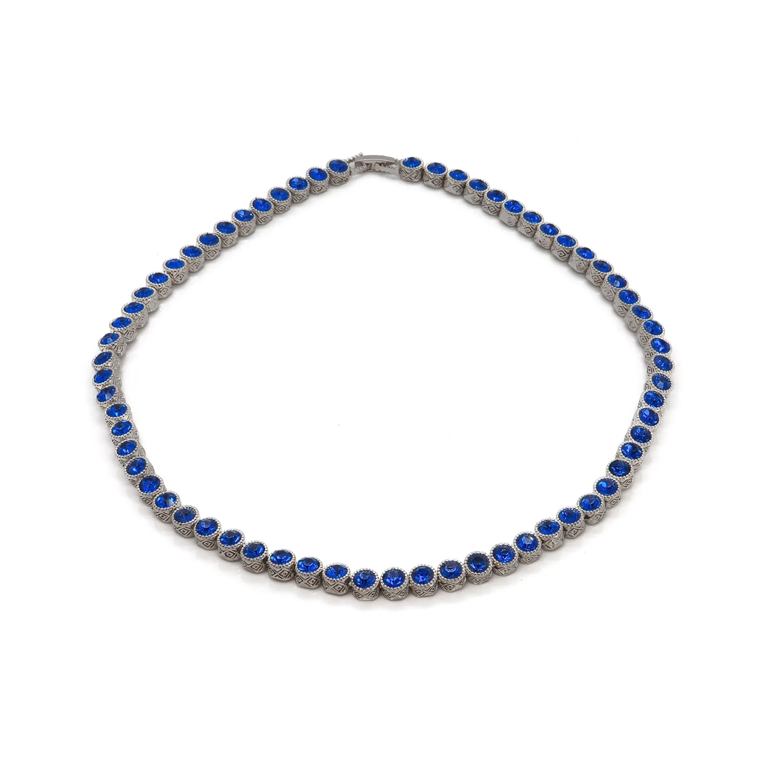 Blue Sapphire Tennis Mystic Silver Necklace