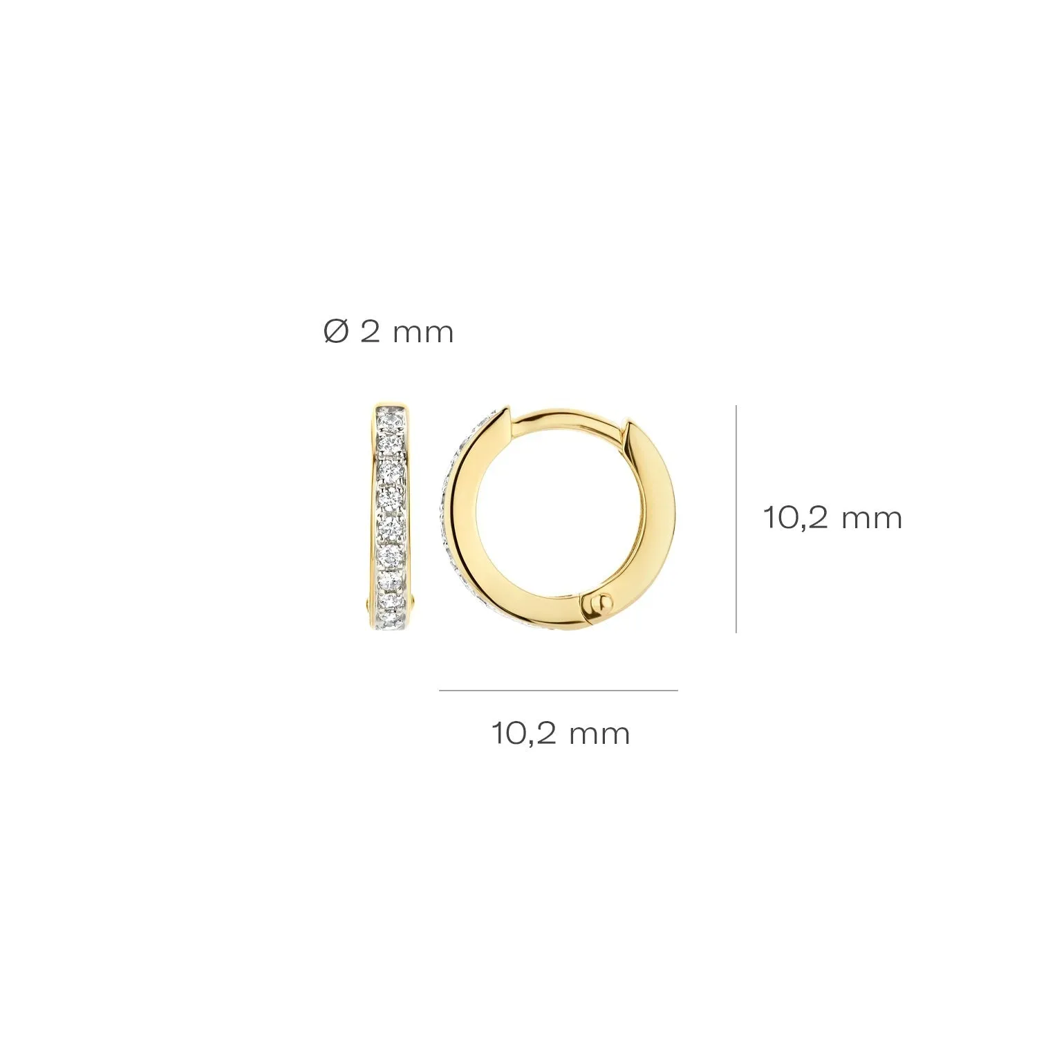 Blush - Boucles d'oreilles créoles - Or Jaune 14k, Zircon (7129BZI)
