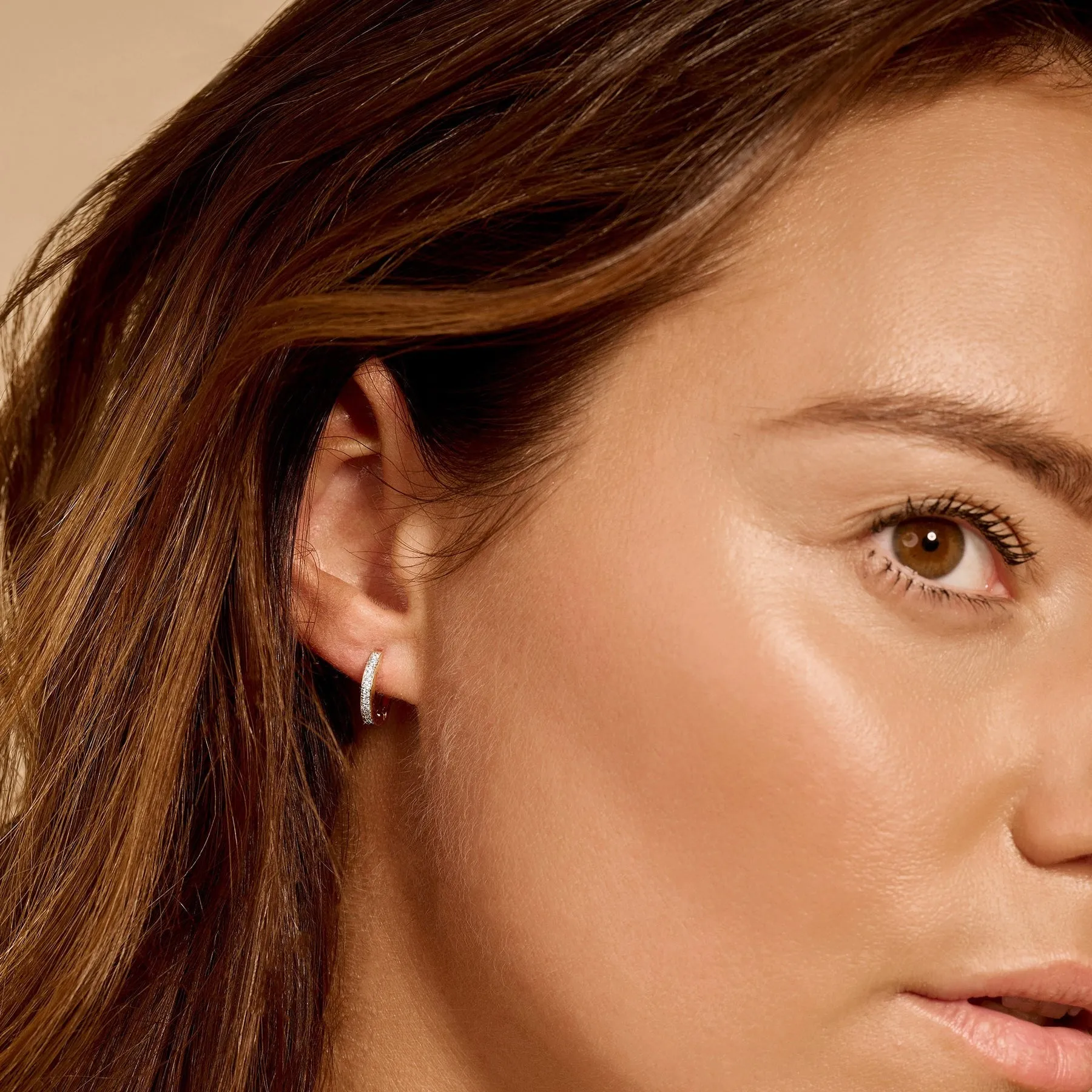 Blush - Boucles d'oreilles créoles - Or Jaune 14k, Zircon (7129BZI)