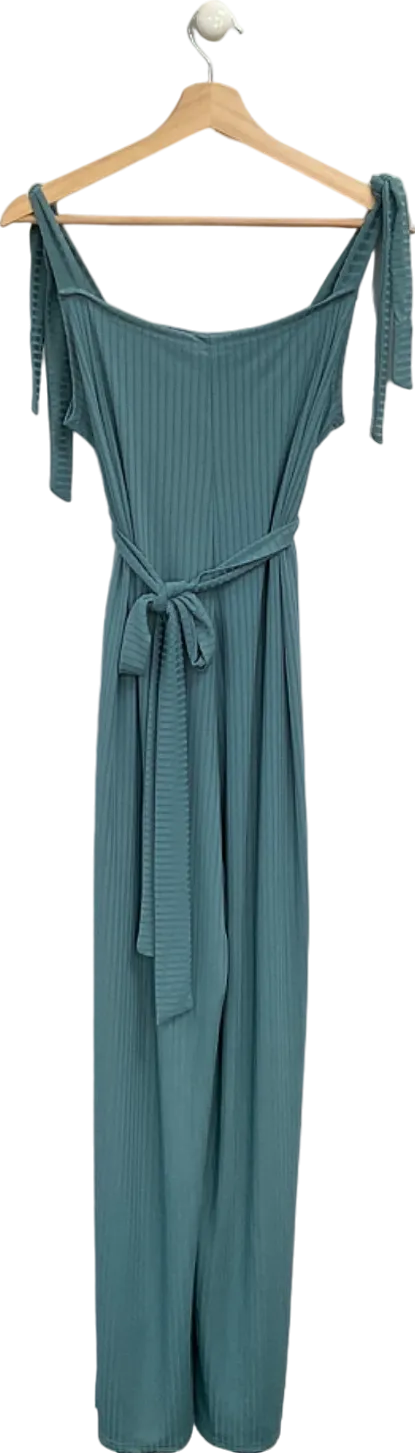 Boohoo Green Ribbed Jumpsuit UK 14
