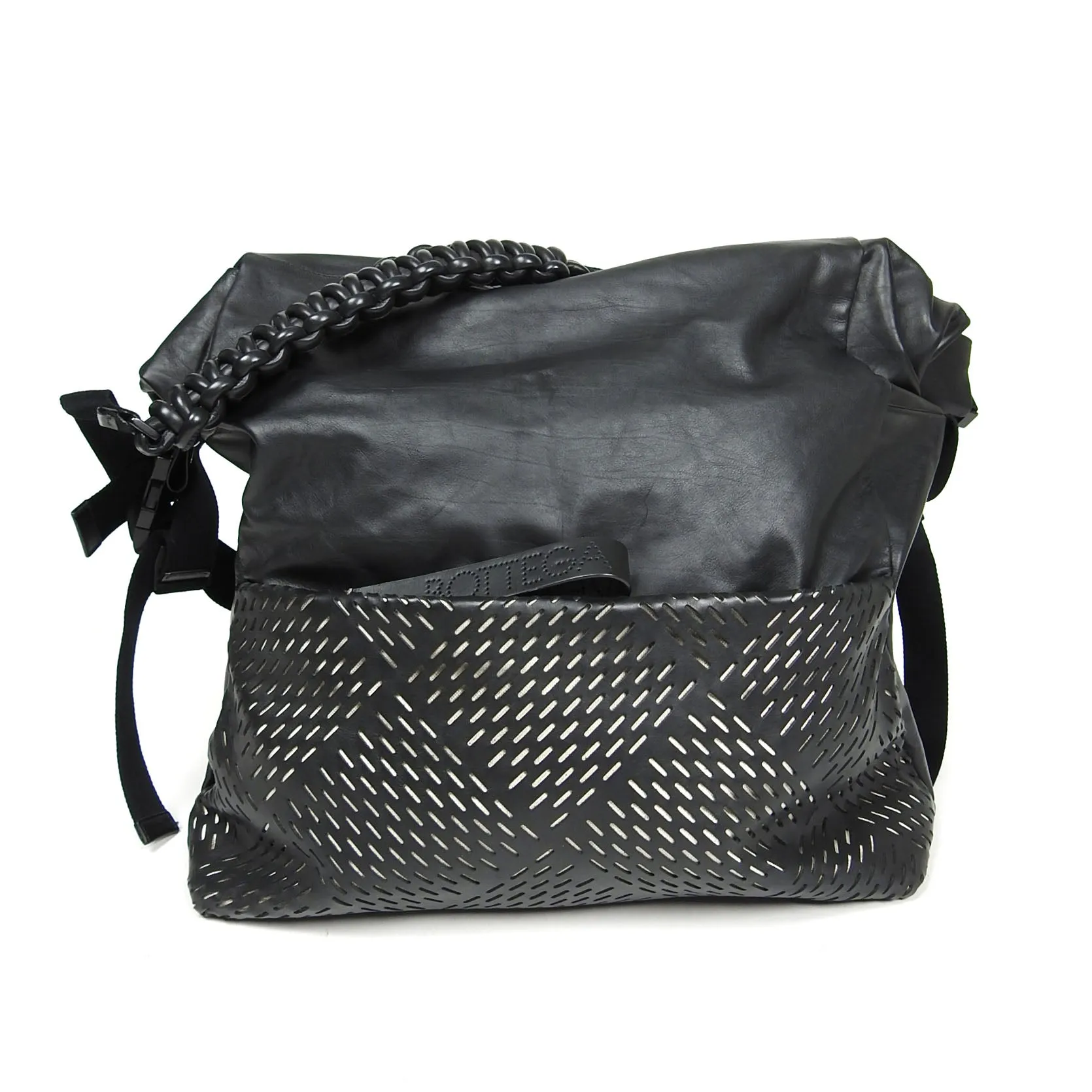 Bottega Veneta Leather Roll Top Messenger Bag