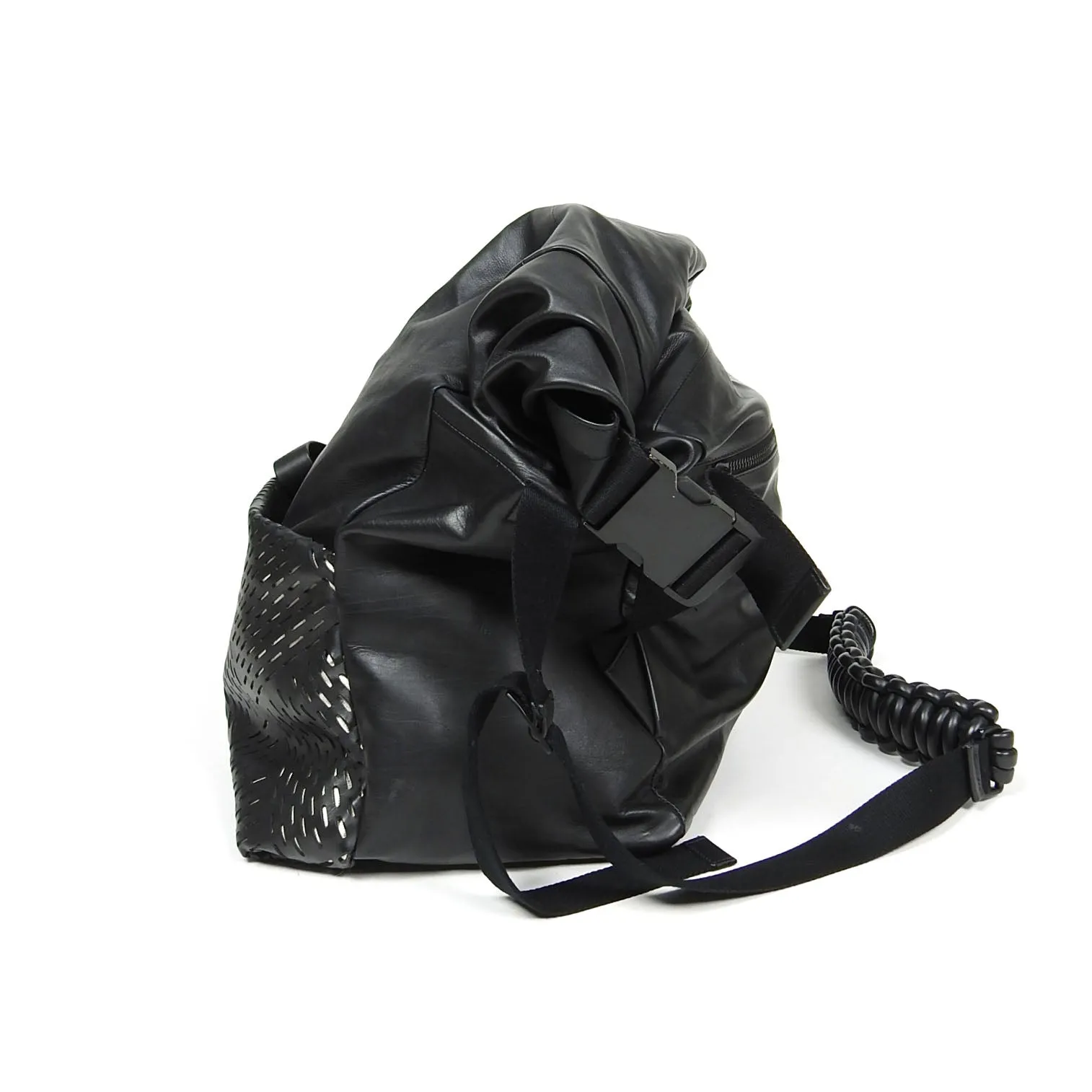 Bottega Veneta Leather Roll Top Messenger Bag