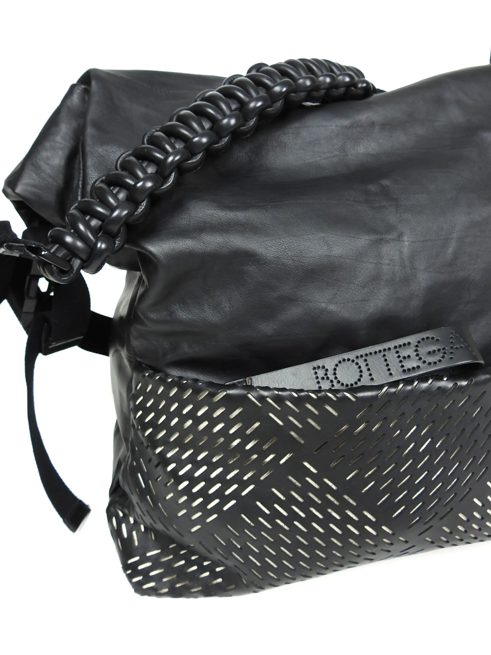 Bottega Veneta Leather Roll Top Messenger Bag