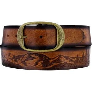 Brighton Natural/Brown Eagle/Sun Etched Belt for Men