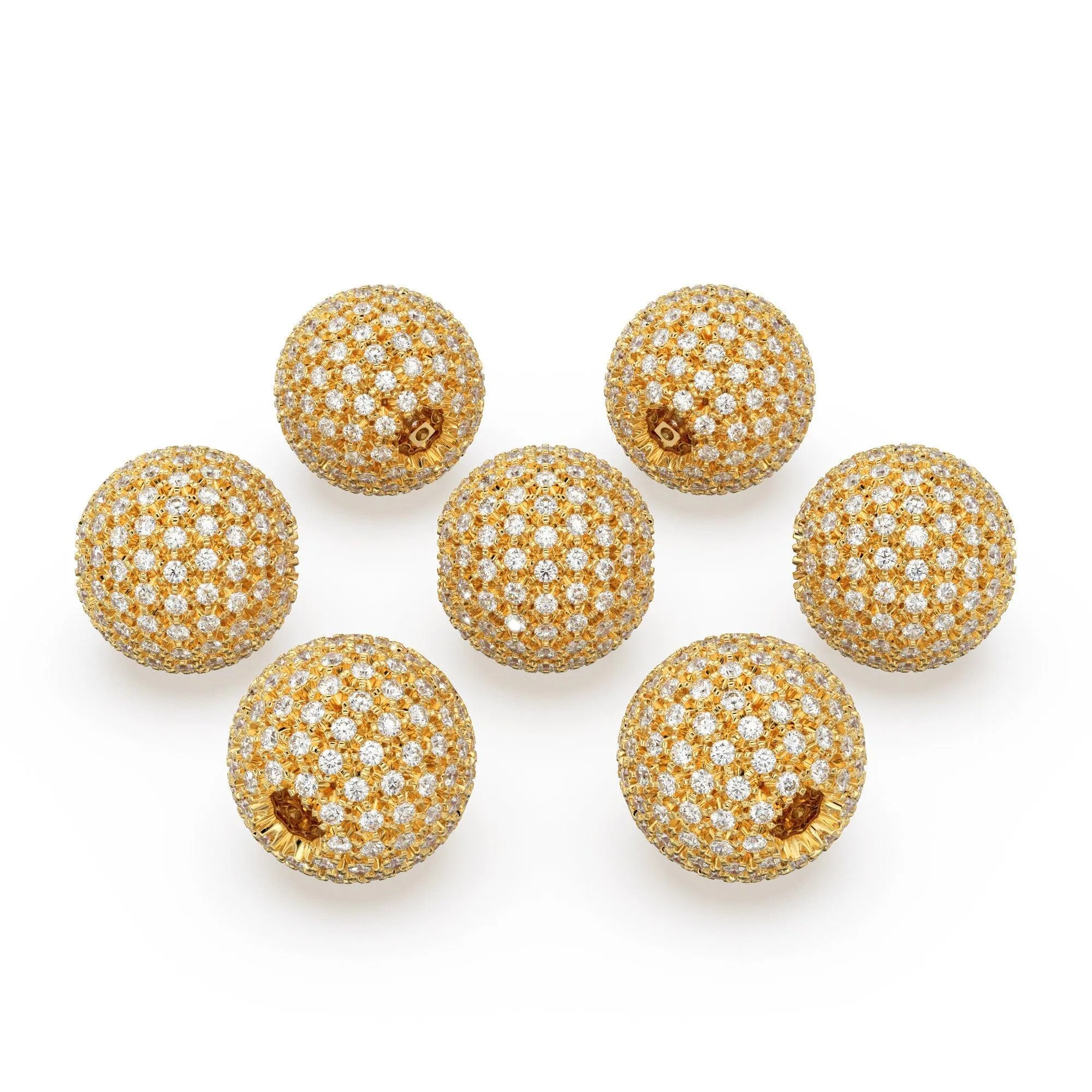 Brilliant Diamond Prong Setting Sphere Spacer / 14k 18k Solid Gold Bead / Diamond Spacer / Sale