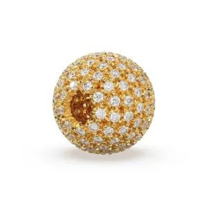 Brilliant Diamond Prong Setting Sphere Spacer / 14k 18k Solid Gold Bead / Diamond Spacer / Sale