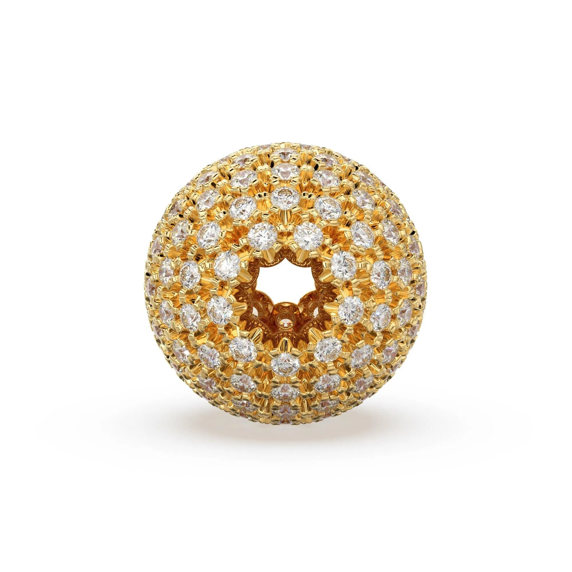 Brilliant Diamond Prong Setting Sphere Spacer / 14k 18k Solid Gold Bead / Diamond Spacer / Sale