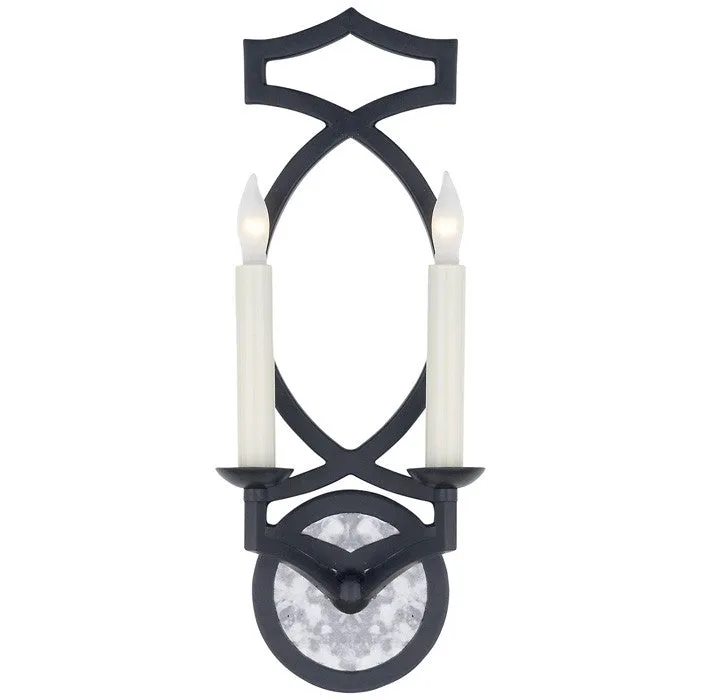 Brittany Double Sconce in Aged Iron