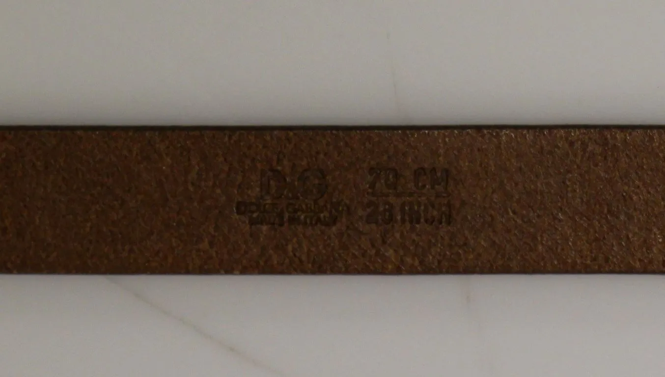 Brown Leather Floral Logo Belt