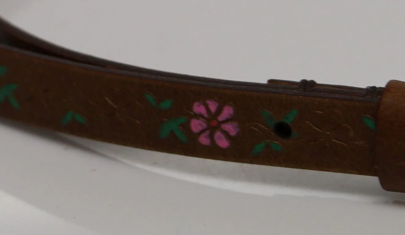 Brown Leather Floral Logo Belt