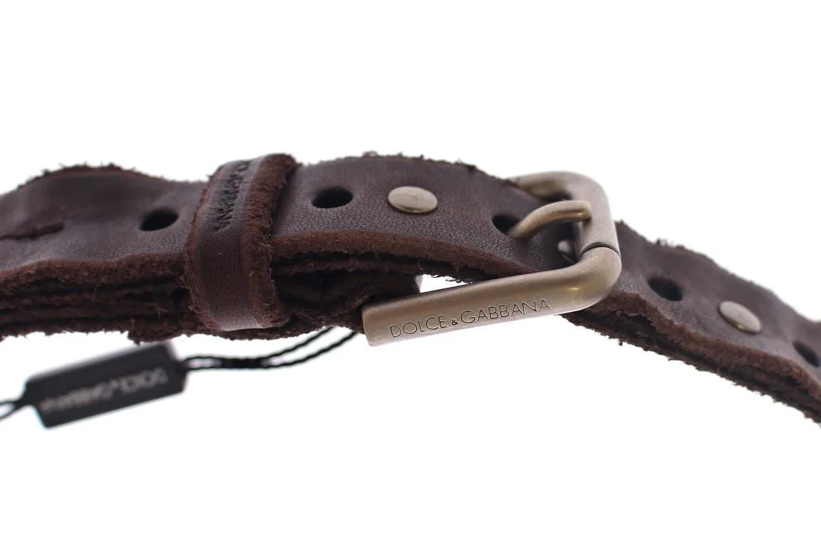 Brown Leather Logo Belt