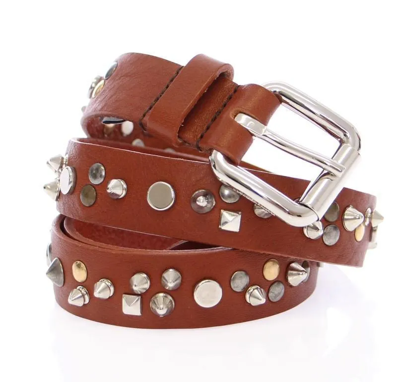Brown Leather Logo Belt